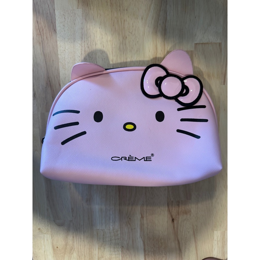 The Creme Shop Hello Kitty Pink Makeup Bag Cosmetic Pouch Sanrio Vegan Leather - Picture 4 of 9